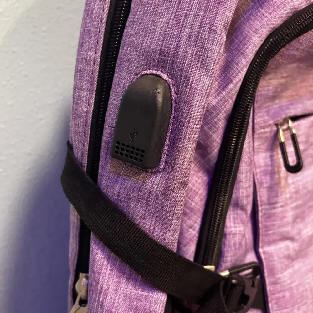 Shrradoo Purple Laptop Backpack USB Charging Port Travel School Work Bag